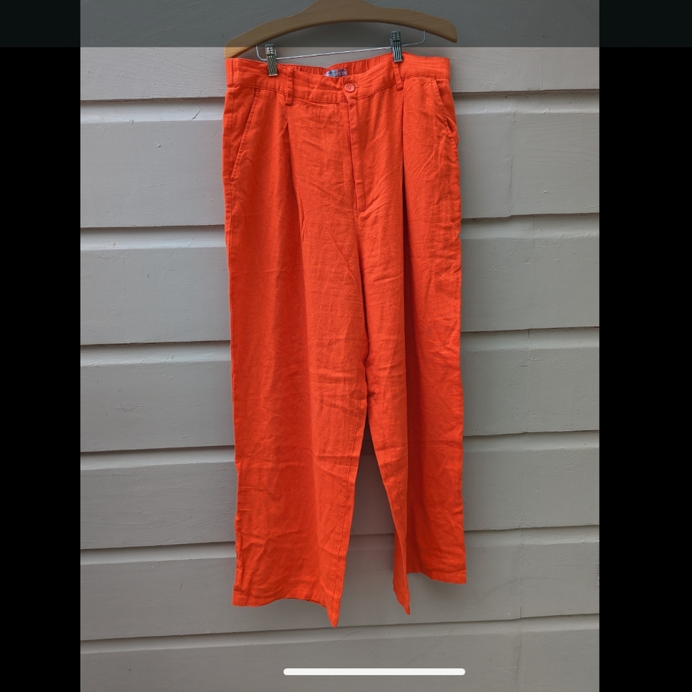 Urban outfitters linen red orange trousers